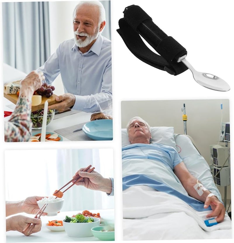 Adaptive Eating Aids Fork Spoon Set with Cuff Holder for Seniors Disabled Size 17cm - Image 3